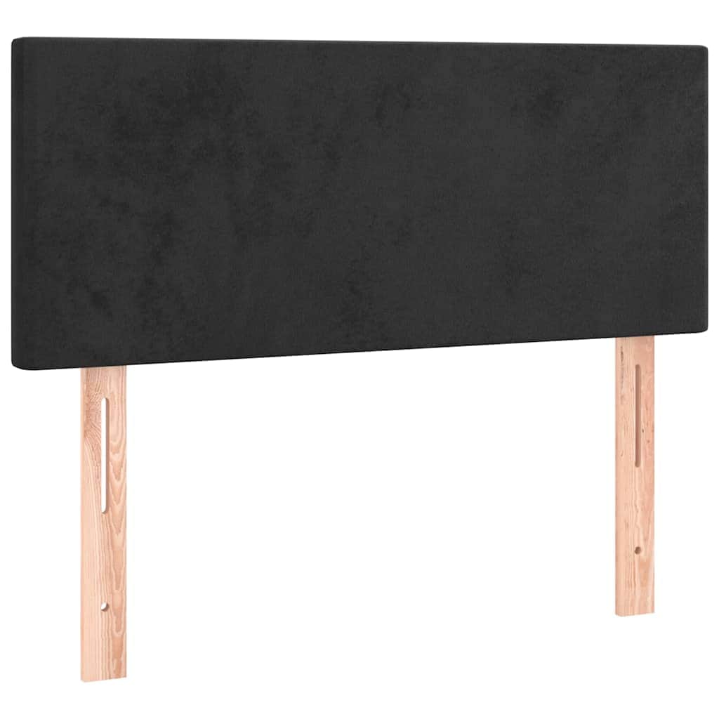 Black King Single Velvet Bed with Pocket Spring Mattress and Adjustable LED