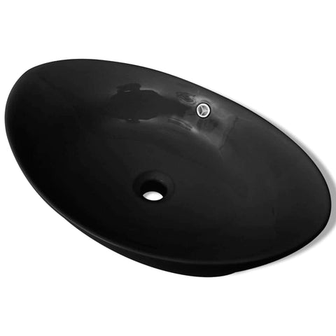 Black Luxury Ceramic Basin Oval with Overflow