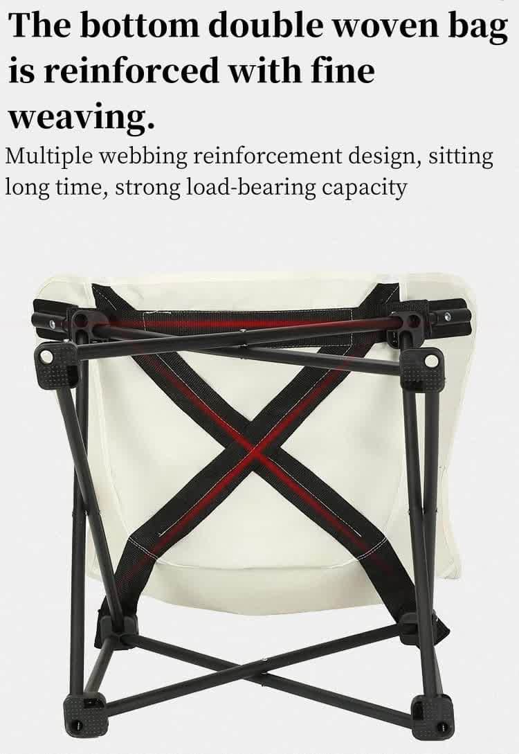 Black Outdoor Folding Camping Chair - Portable Lounge Chair, Lightweight Beach Chair