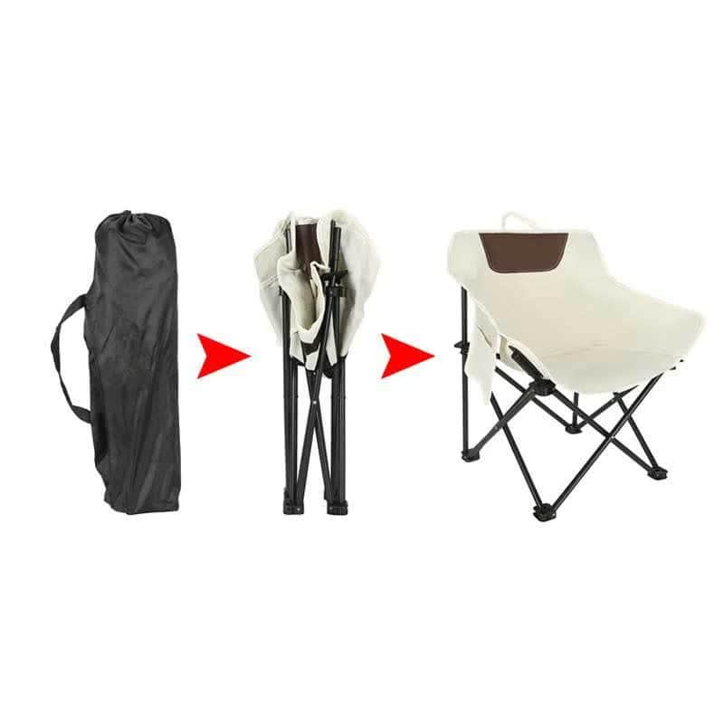 Black Outdoor Folding Camping Chair - Portable Lounge Chair, Lightweight Beach Chair