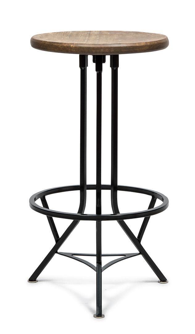 Black Rustic Industrial Wooden Iron Swivel Bar Stool