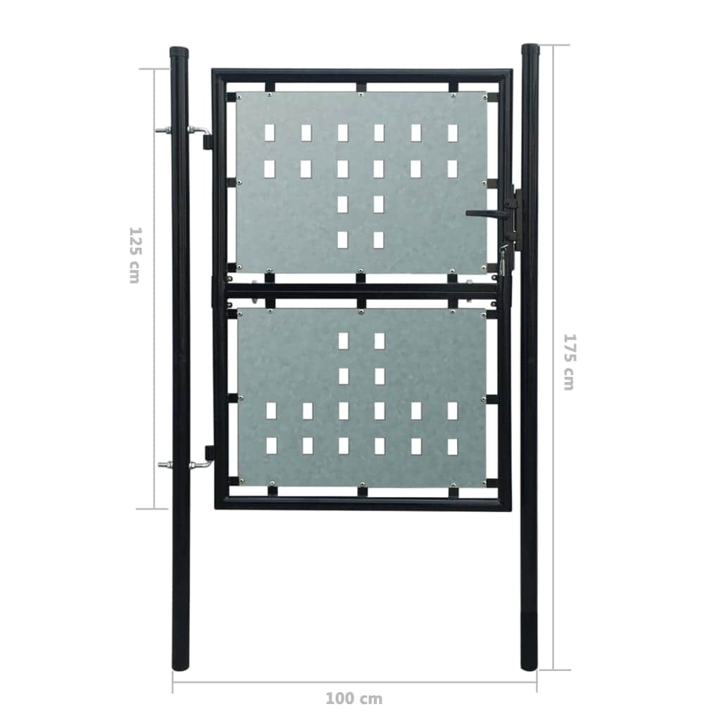 Black Single Door Fence Gate L