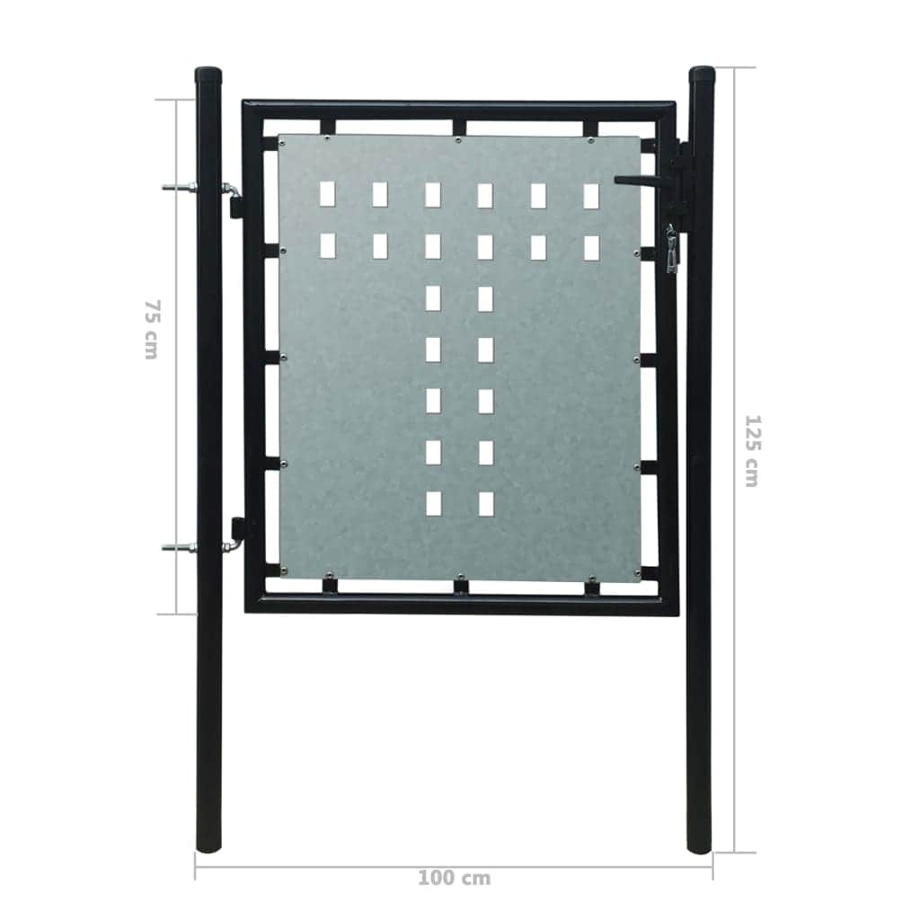 Black Single Door Fence Gate S
