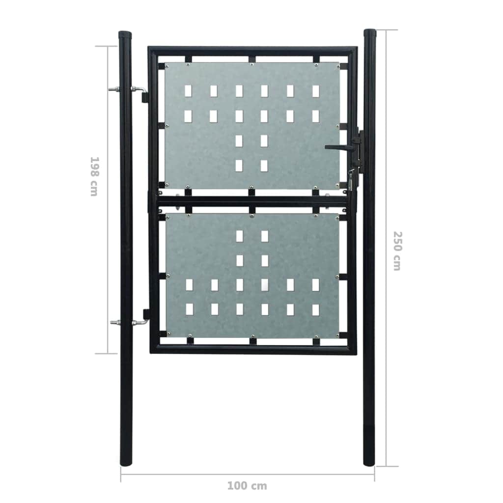 Black Single Door Fence Gate XXXL
