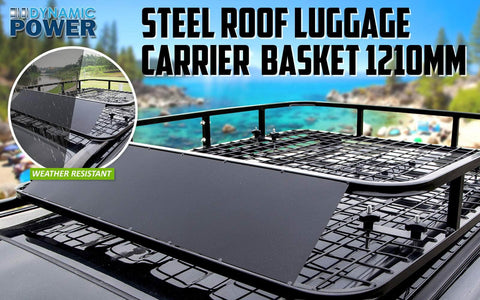 Black Steel Roof Rack Luggage Carrier Basket 4Wd 121Cm