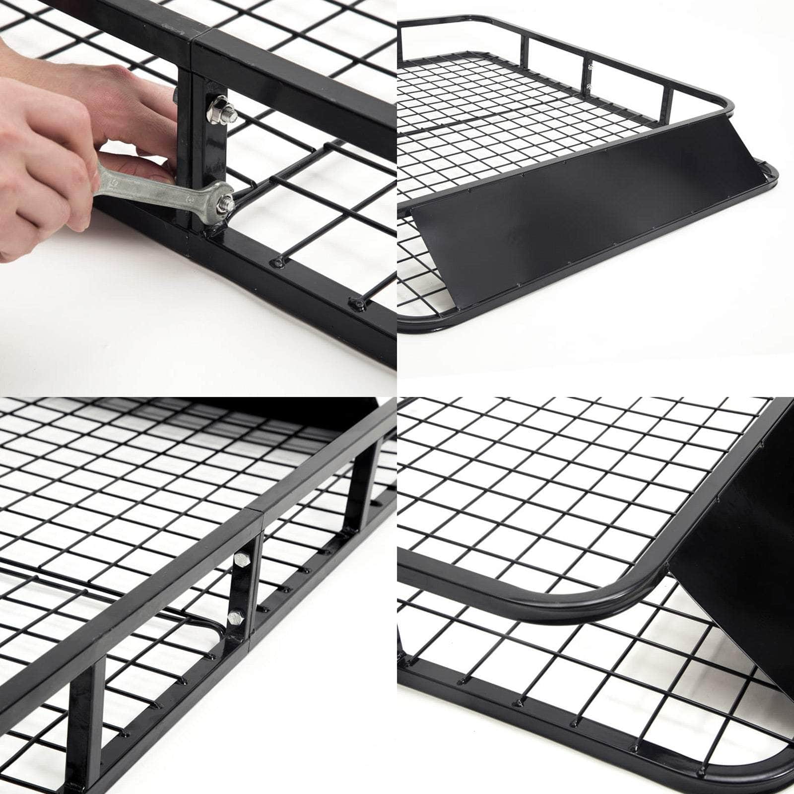 Black Steel Roof Rack Luggage Carrier Basket 4Wd 121Cm