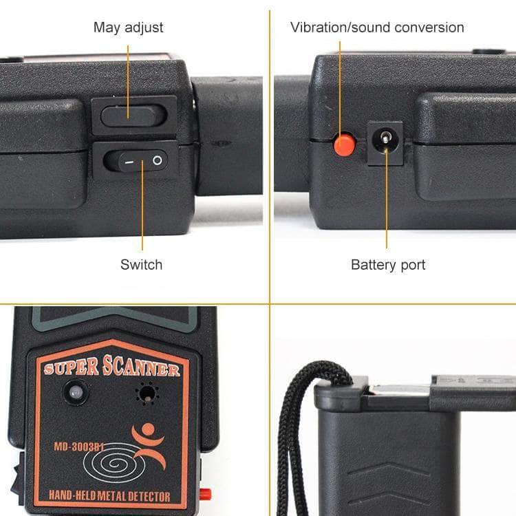 Black Super Scanner Wand Metal Detector - Md-3003B1