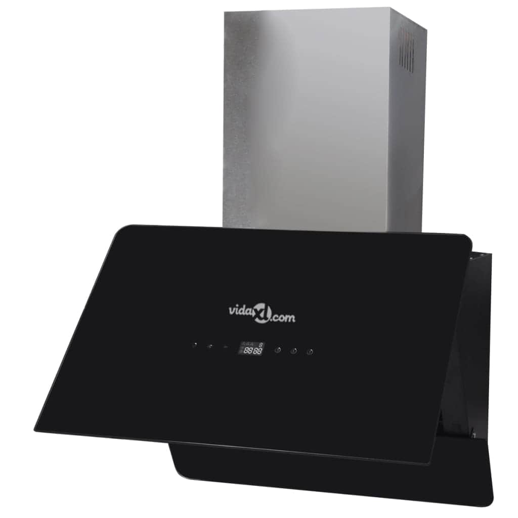 Black Tempered Glass Range Hood with Display 600 mm