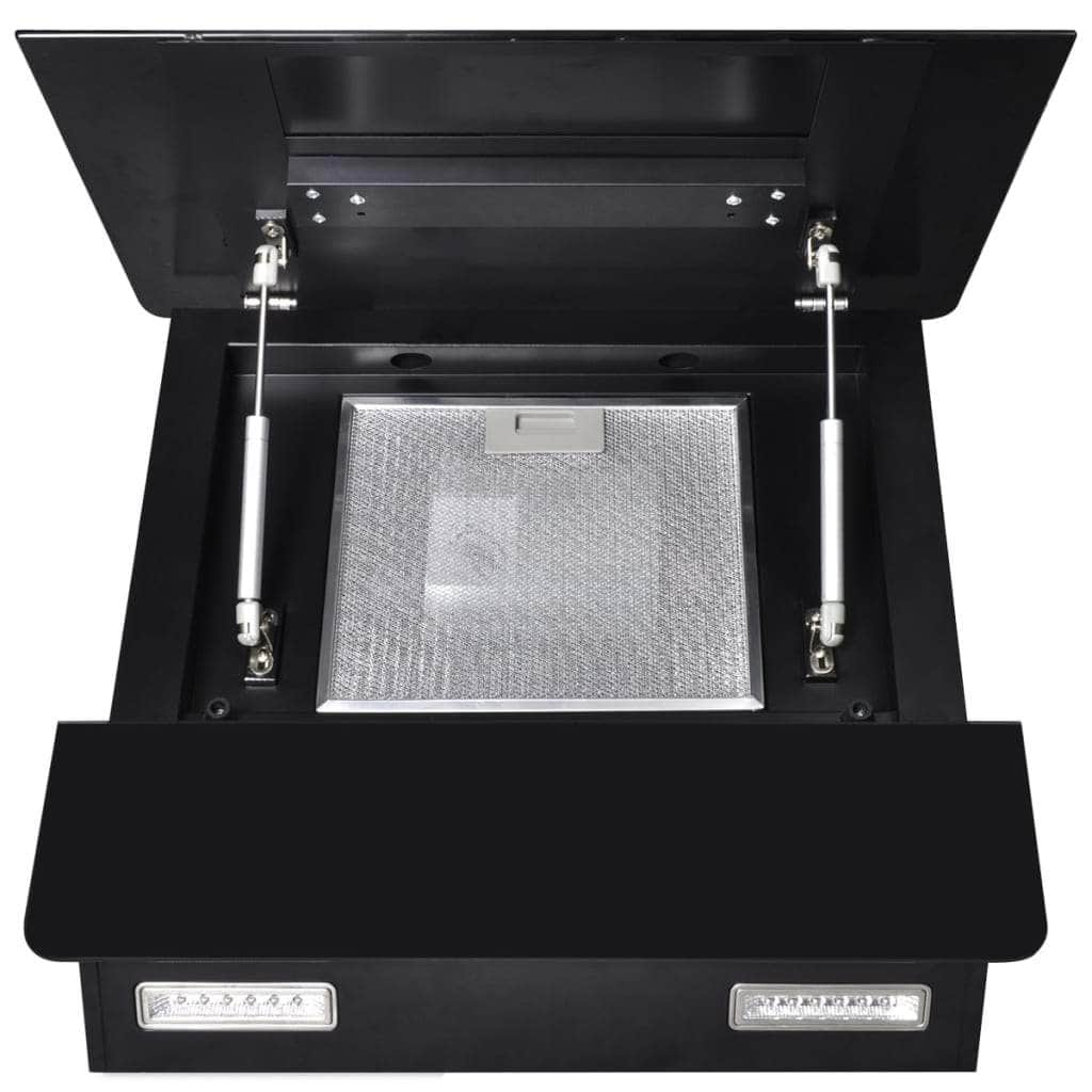 Black Tempered Glass Range Hood with Display 600 mm
