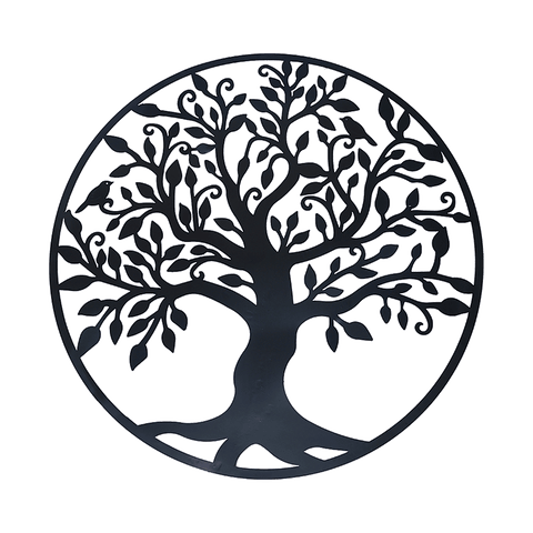 Black Tree Of Life Wall Art Hanging Metal Iron Sculpture Garden 99Cm