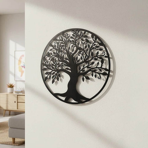 Black Tree Of Life Wall Art Hanging Metal Iron Sculpture Garden 99Cm