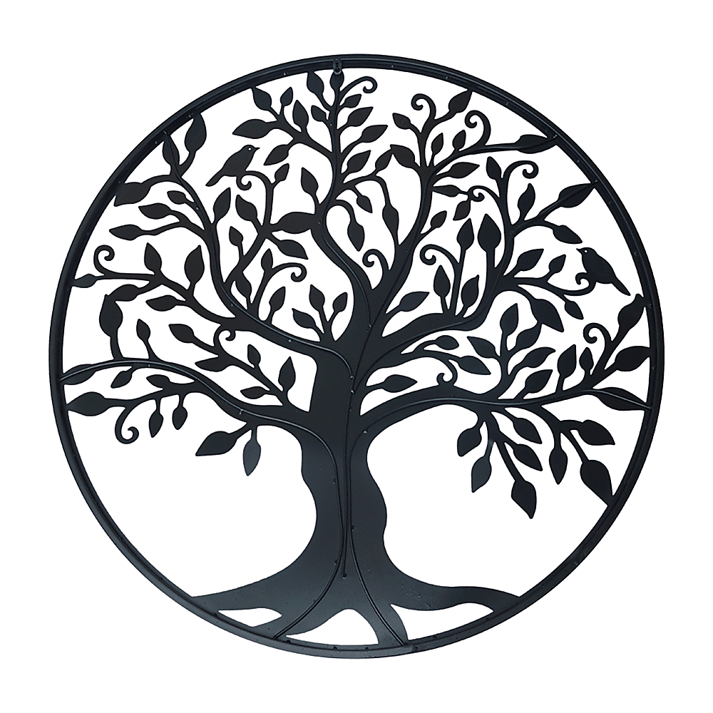 Black Tree Of Life Wall Art Hanging Metal Iron Sculpture Garden 99Cm