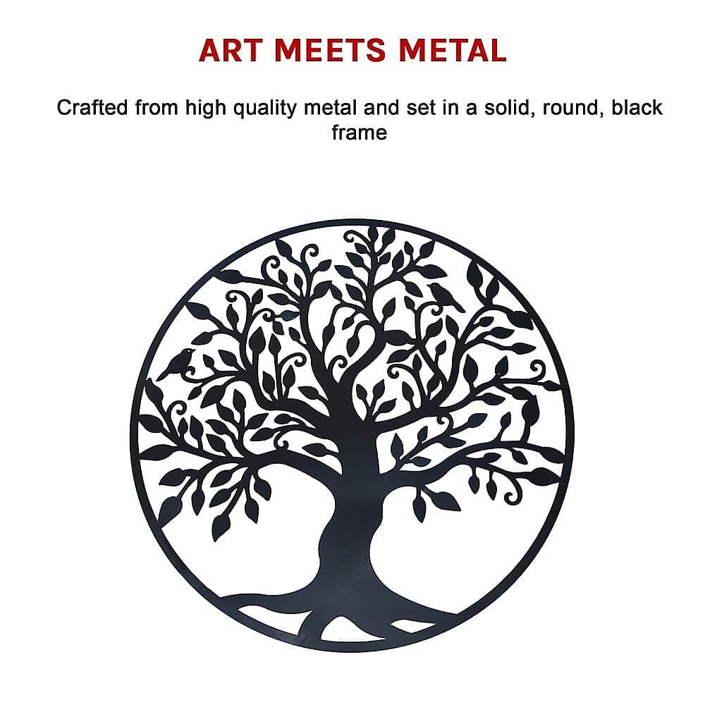 Black Tree Of Life Wall Art Hanging Metal Iron Sculpture Garden 99Cm