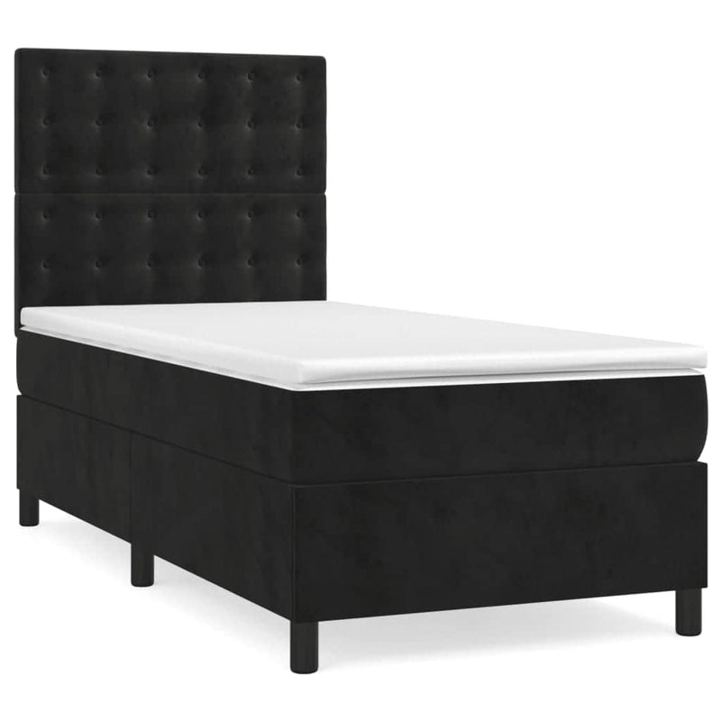 Black Velvet Box Spring Bed Pocket Spring Mattress KS