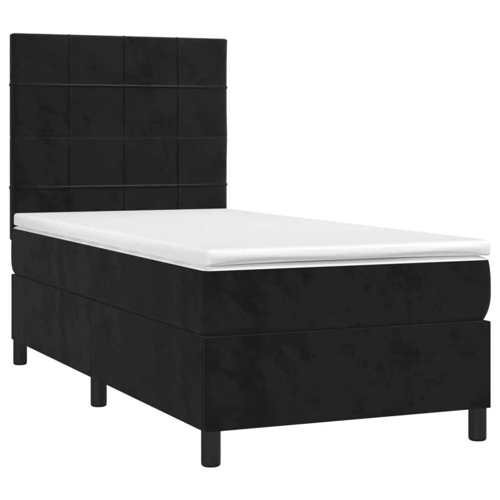 Black Velvet Box Spring Bed with Pocket Spring Mattress King Single Size