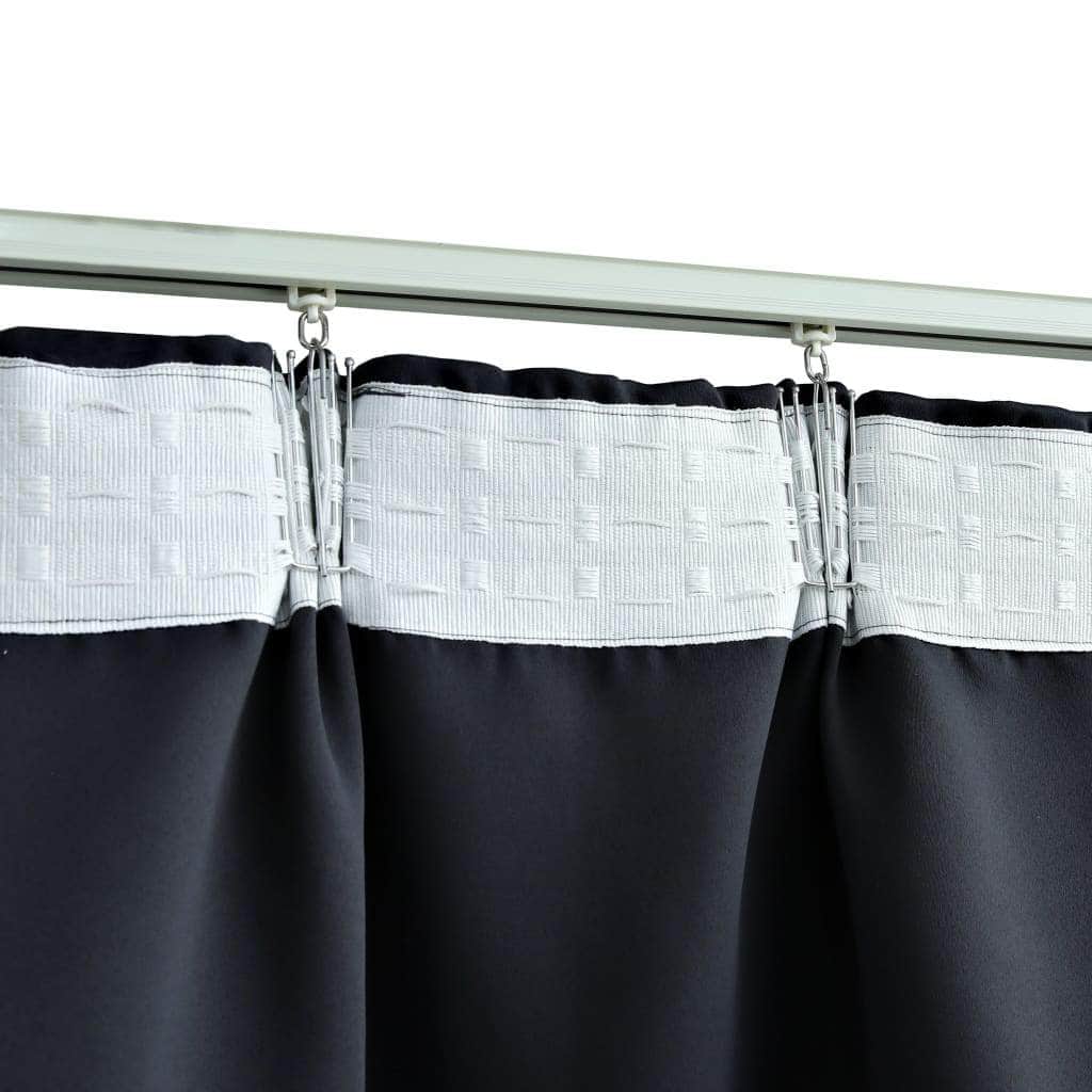 Blackout Curtain with Hooks Anthracite, Curtains & Drapes