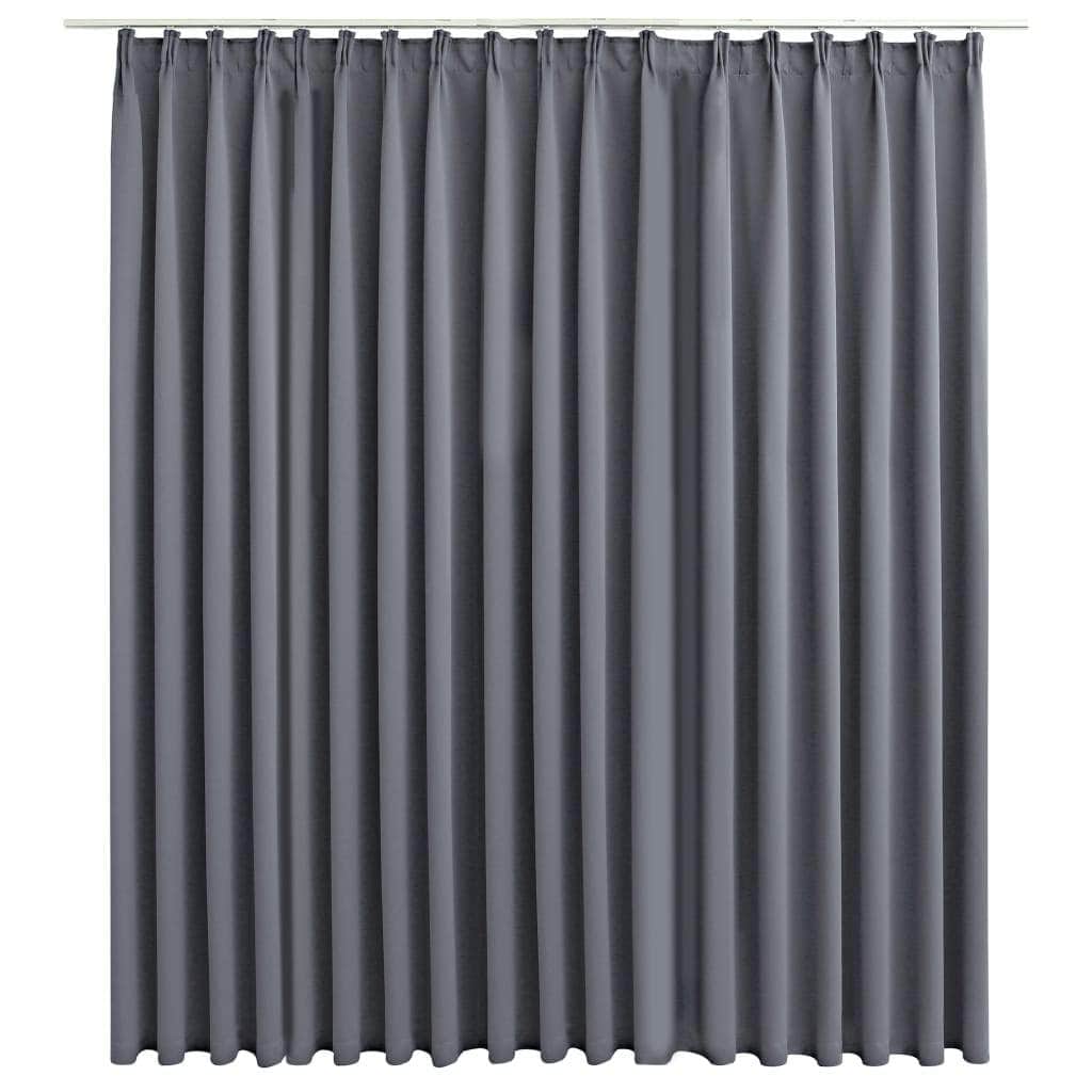 Blackout Curtain with Hooks Anthracite, Curtains & Drapes - photo 7