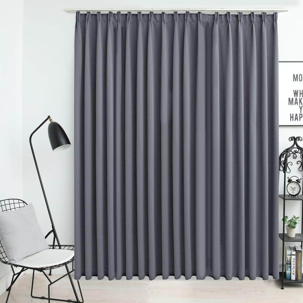 Blackout Curtain with Hooks Anthracite with Curtains & Drapes