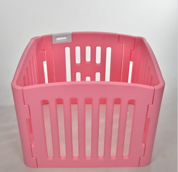 Blue 4-Panel Plastic Pet Pen: Foldable Dog Fence Enclosure with Gate, Blue colour