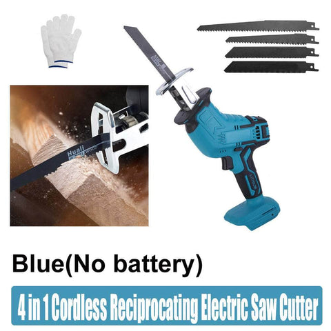 Blue Cordless Reciprocating Saw with Blades