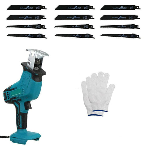 Blue Cordless Reciprocating Saw with Blades