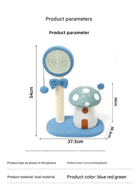 Blue Durable Mushroom Cat Scratching Post