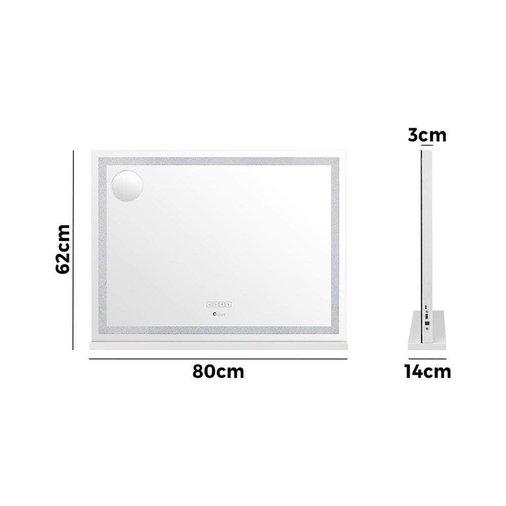 Bluetooth Makeup Mirror Crystal LED 80x62cm
