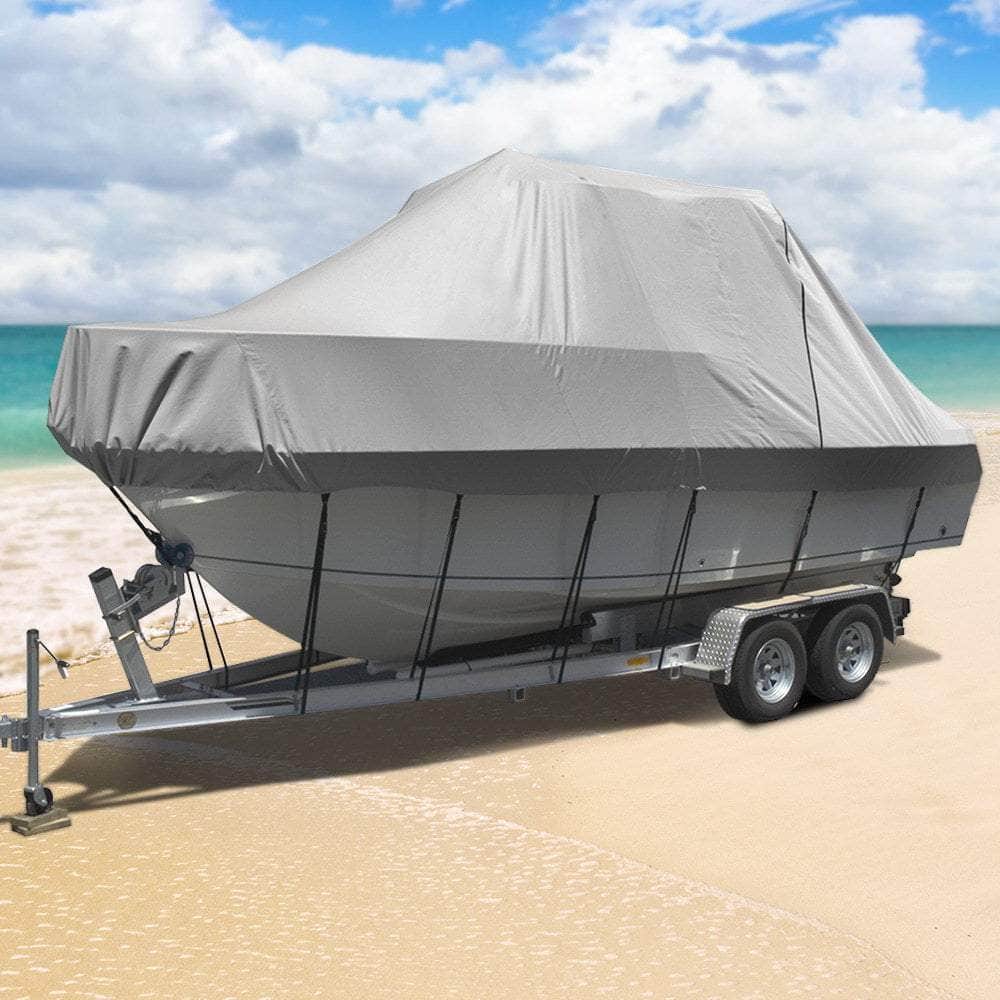 Boat Cover 23-25Ft Trailerable Jumbo Marine 600D Heavy Duty Grey