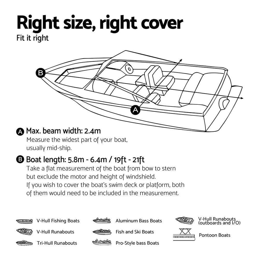 Boat Cover Trailerable Jumbo Marine Grade Heavy Duty Black