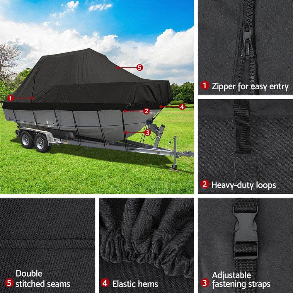 Boat Cover Trailerable Jumbo Marine Grade Heavy Duty Black
