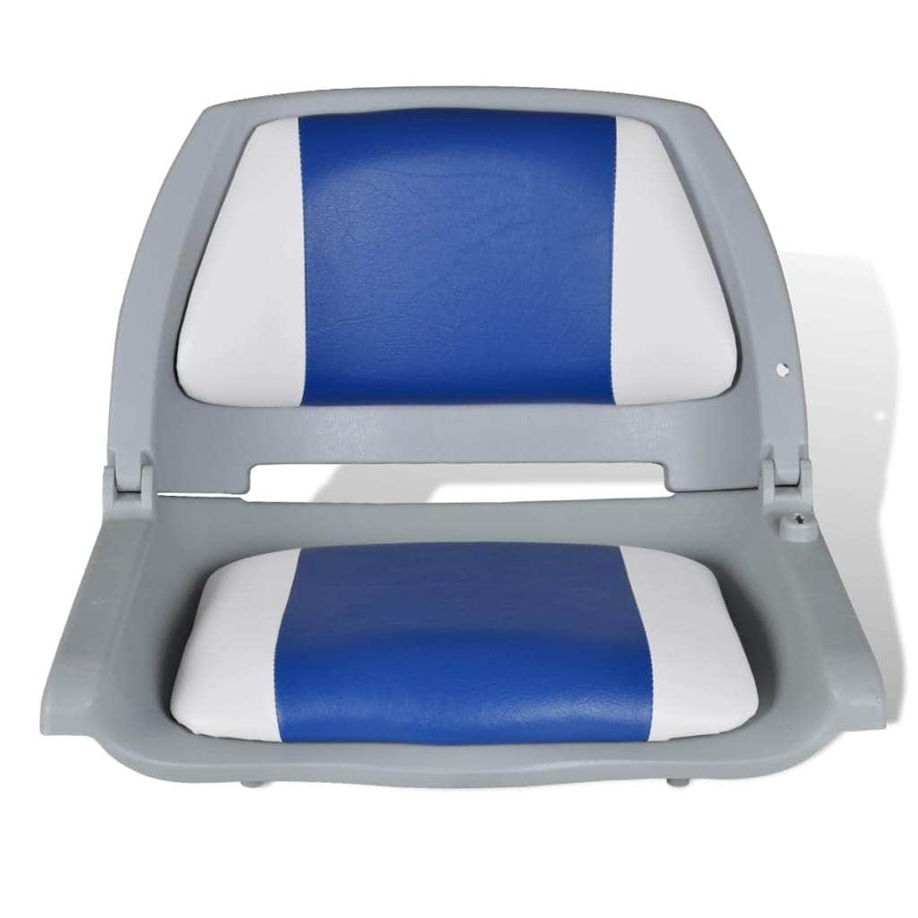 Boat Seats 2 pcs Foldable Backrest With Blue,white Pillow