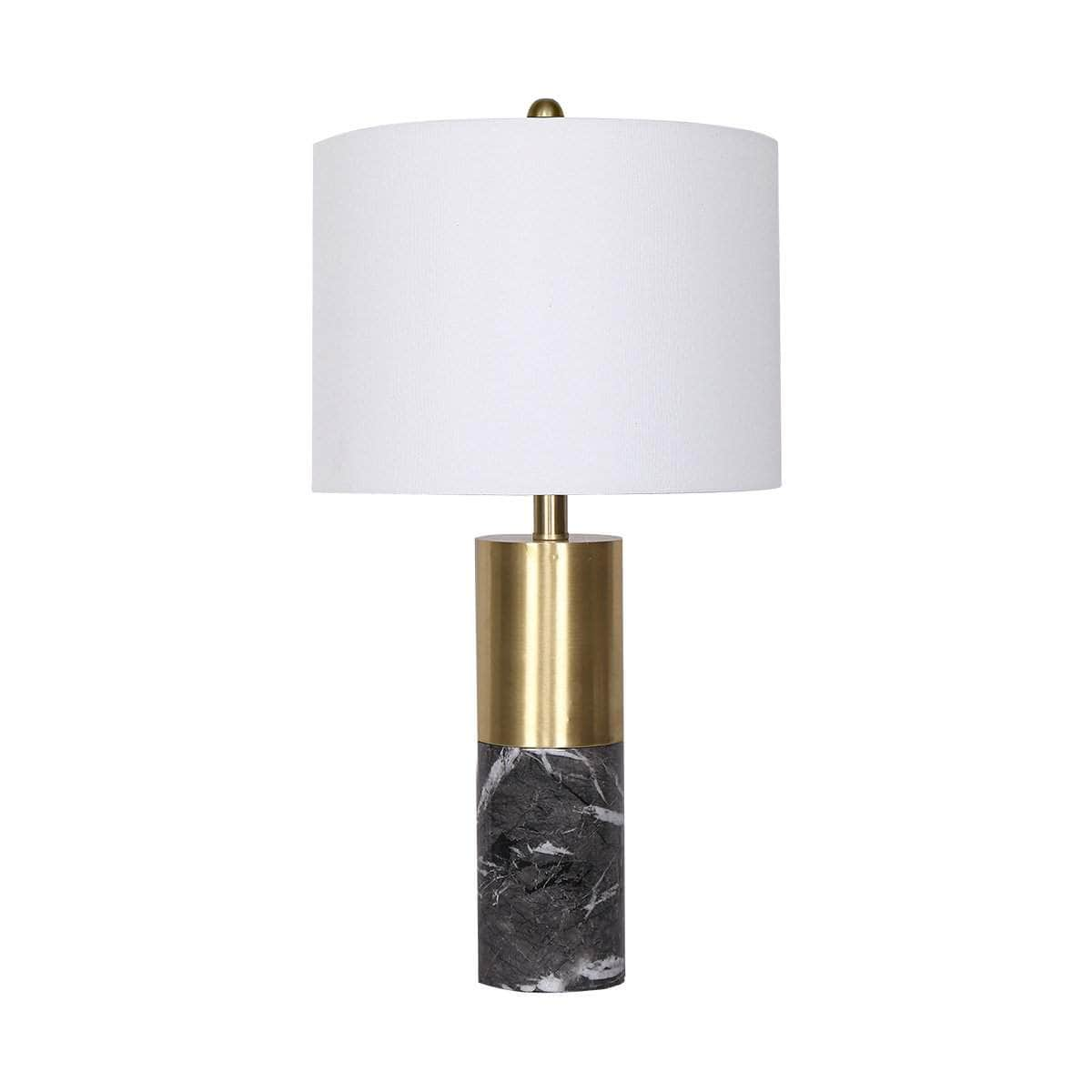 Bold Contrast Black Metal and Marble Table Lamp