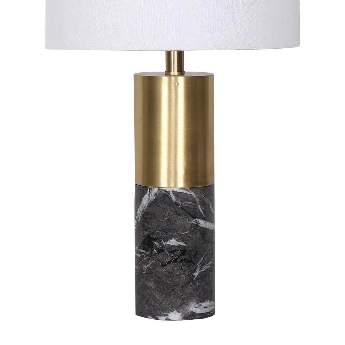 Bold Contrast Black Metal and Marble Table Lamp
