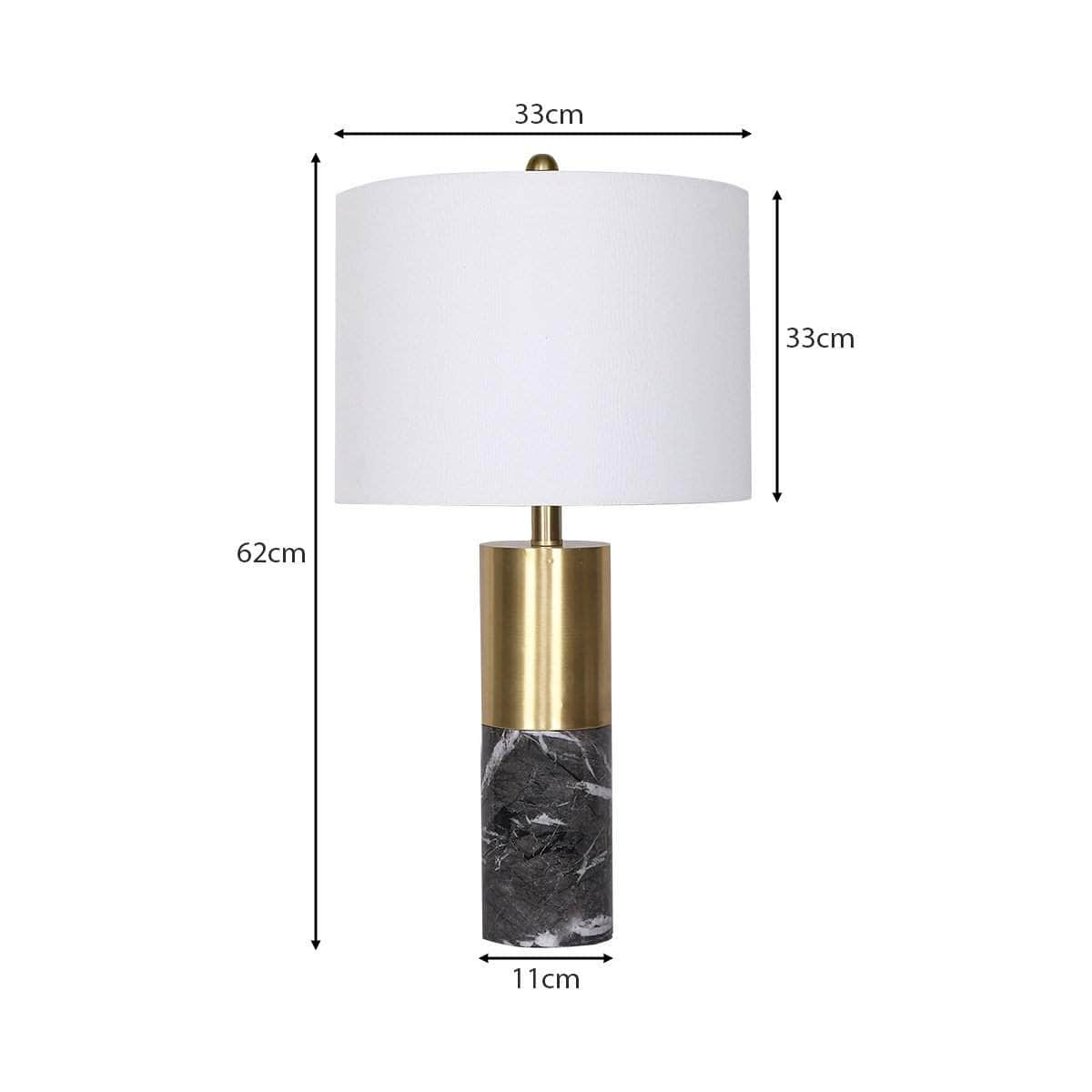 Bold Contrast Black Metal and Marble Table Lamp