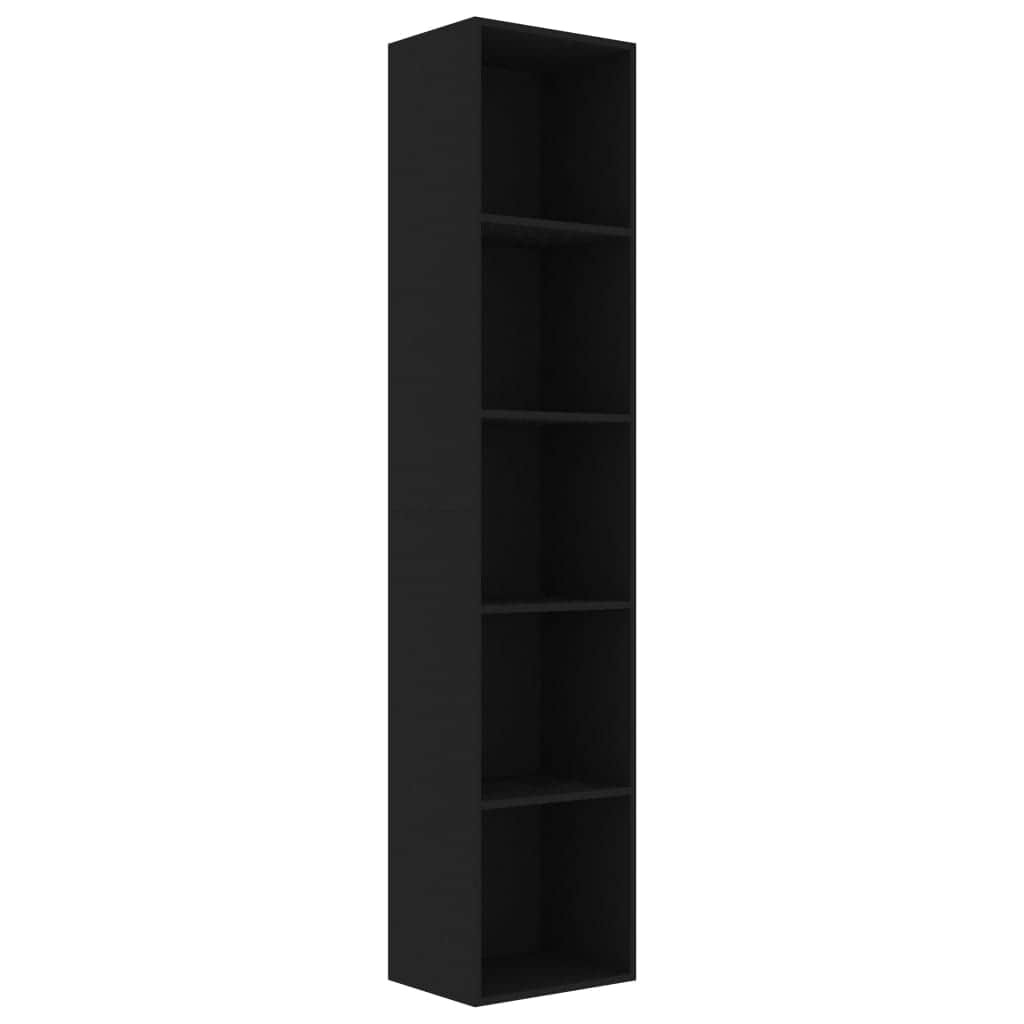 Book Cabinet Black Engineered Wood