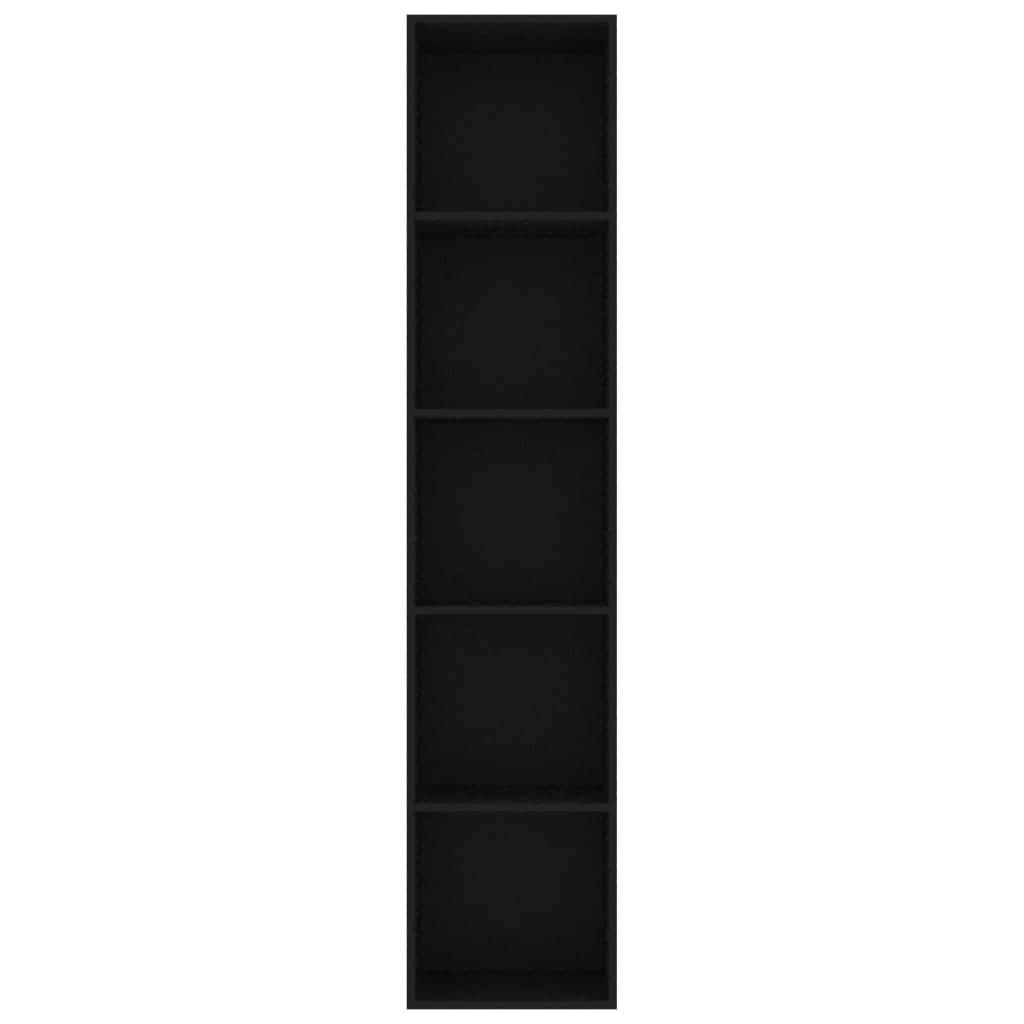 Book Cabinet Black Engineered Wood