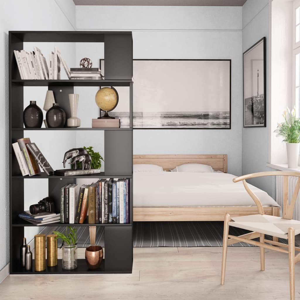 Book Cabinet/Room  Divider Black Chipboard