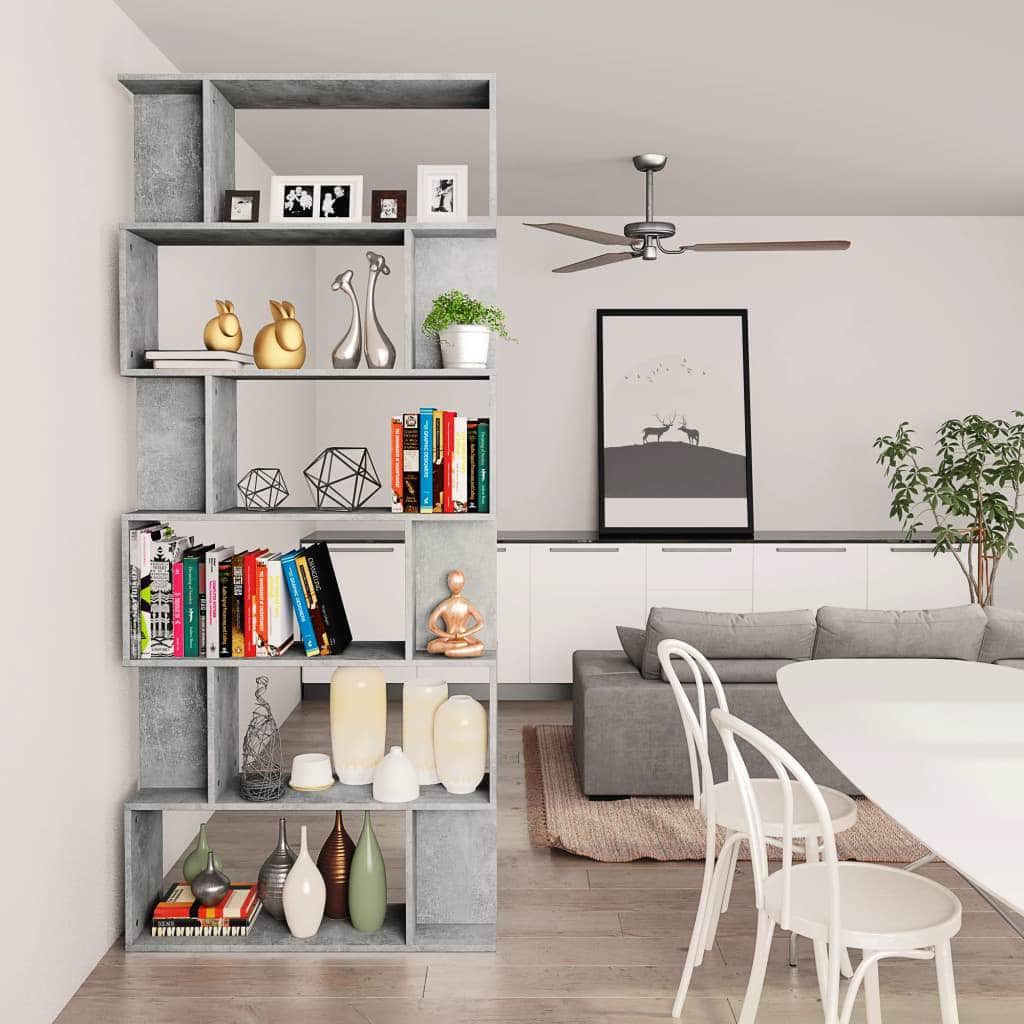 Book Cabinet/Room Divider  Concrete Grey Chipboard
