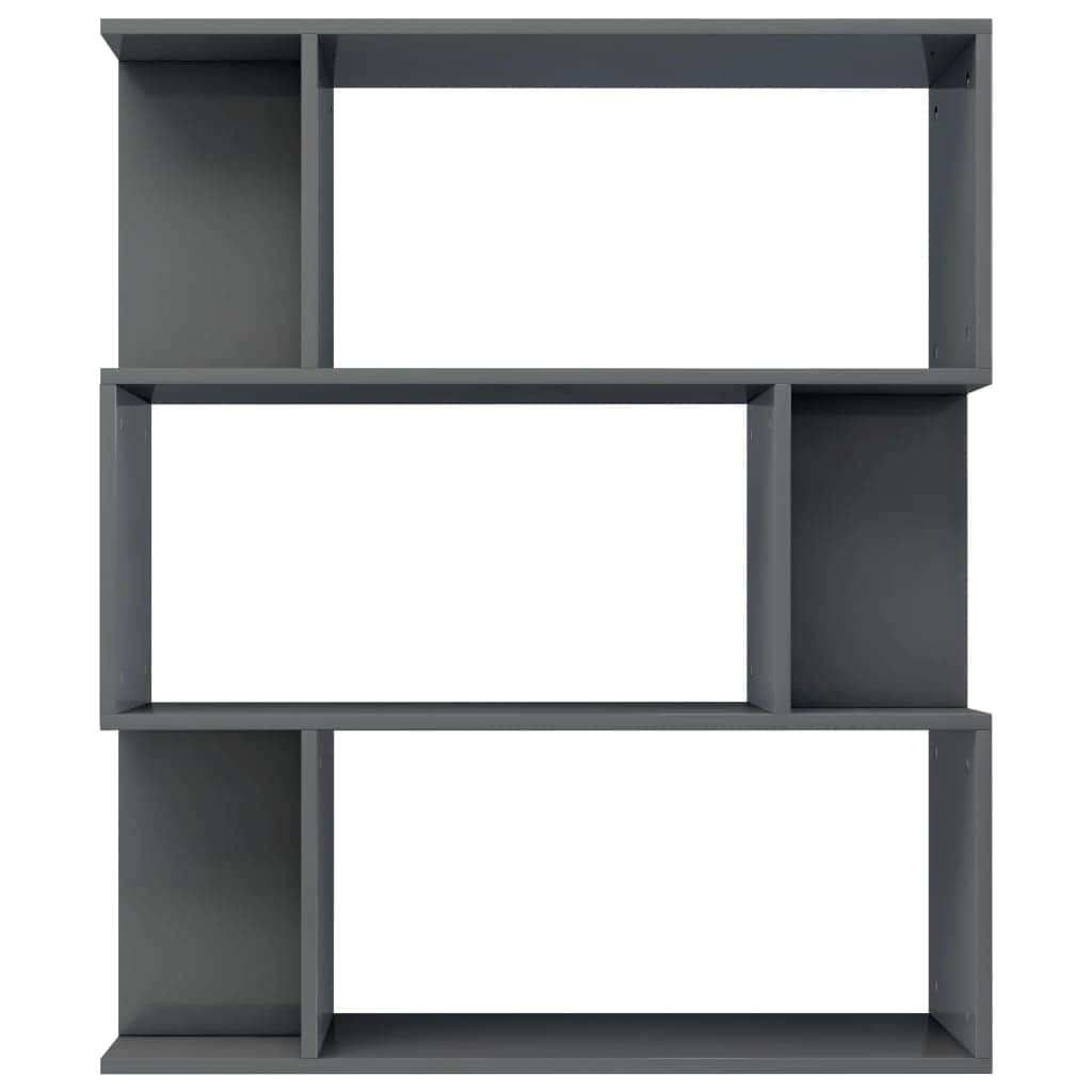 Book Cabinet/Room Divider High Gloss Grey Chipboard