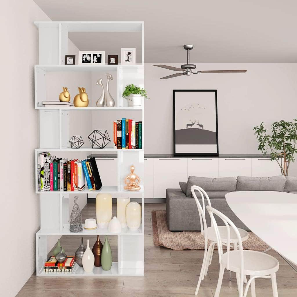 Book Cabinet/Room  Divider High Gloss White Chipboard