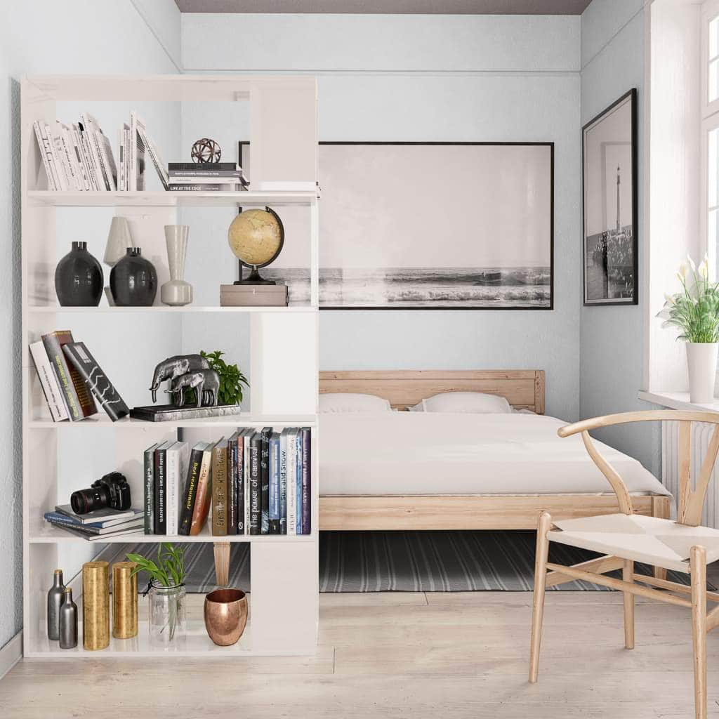 Book Cabinet/Room Divider  High Gloss White Chipboard