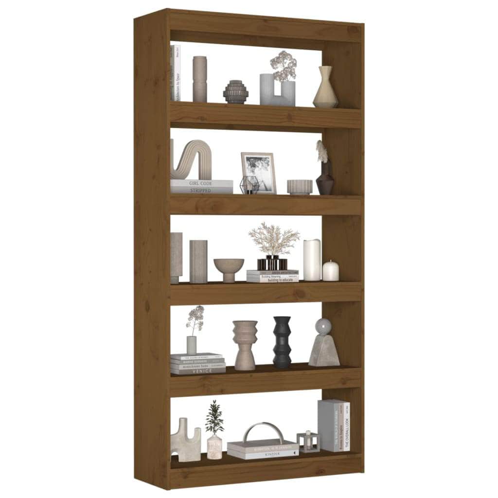 Book Cabinet/Room Divider Honey Brown Wood Pine