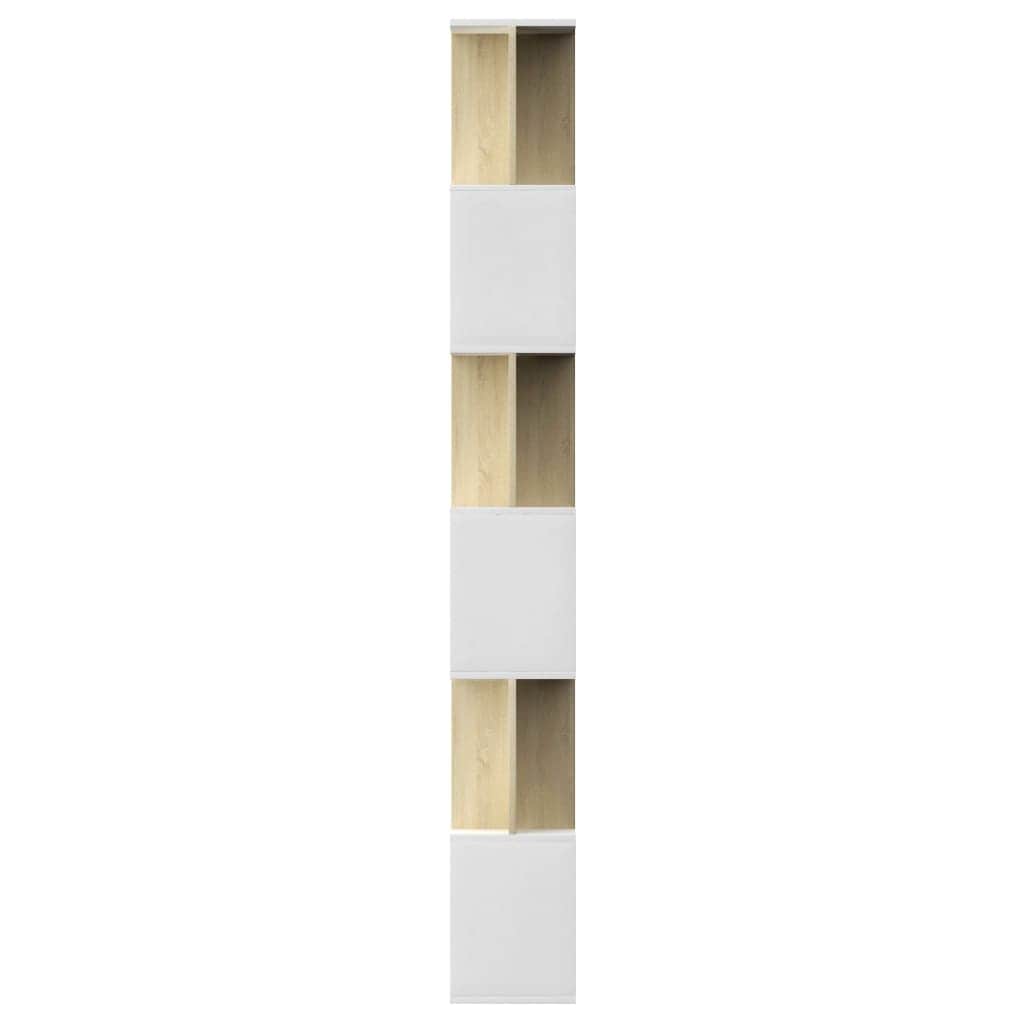 Book Cabinet/Room Divider  White and Sonoma Oak Chipboard