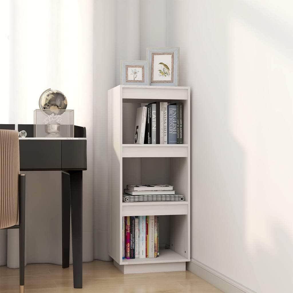 Book Cabinet/Room Divider White Solid Pinewood
