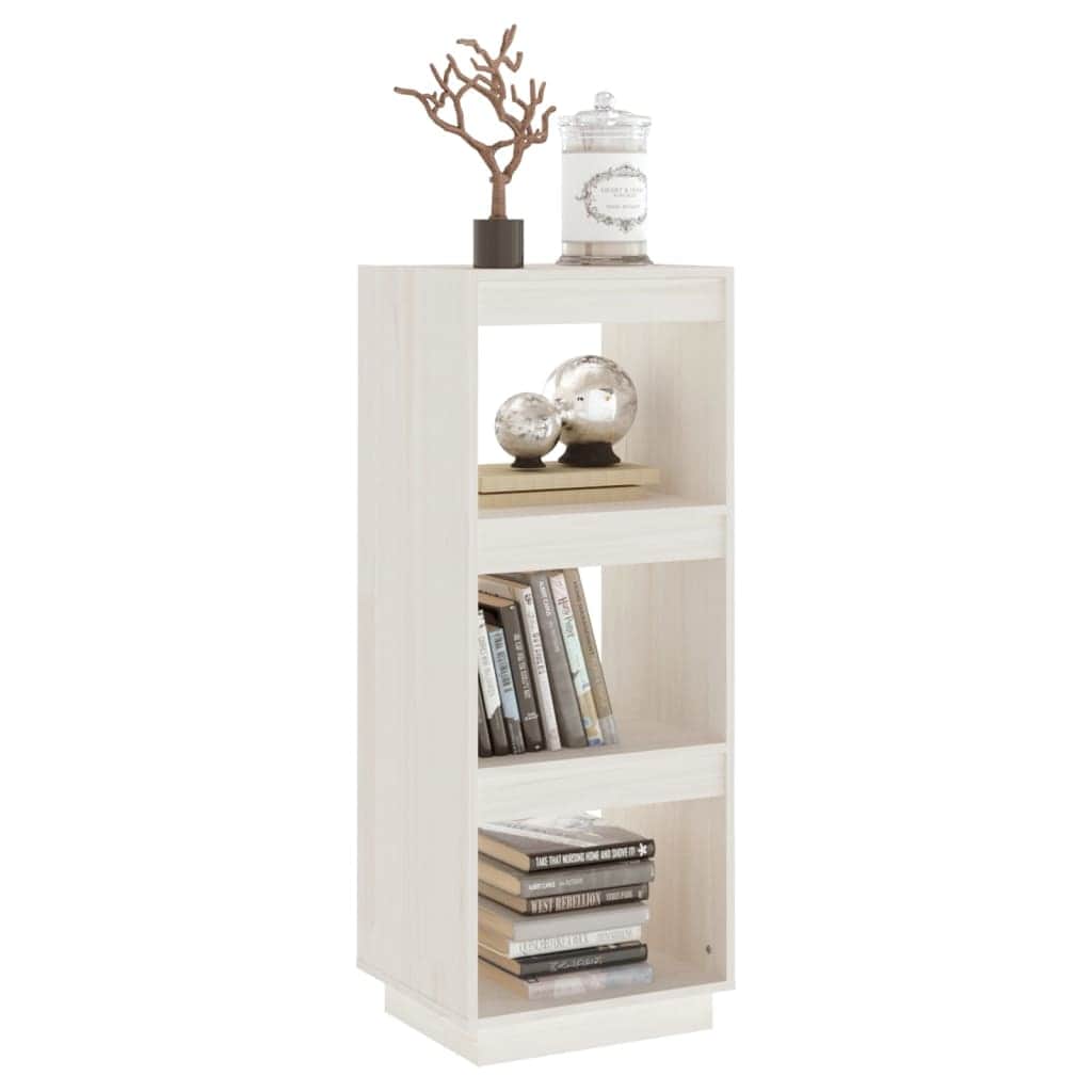Book Cabinet/Room Divider White Solid Pinewood