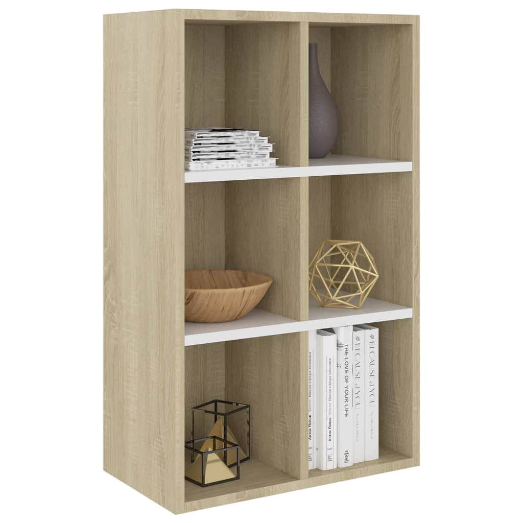 Book Cabinet/Sideboard White and Sonoma Oak  Chipboard