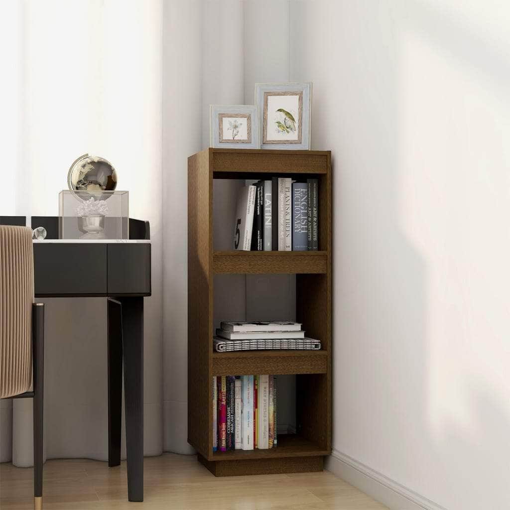 Book Cabinet/Standing Shelves Honey Brown Solid Pinewood