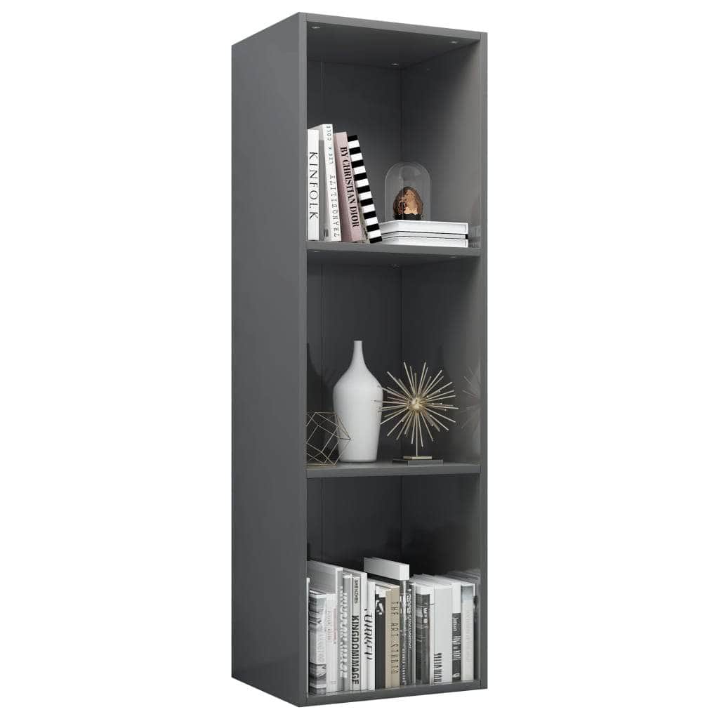Book Cabinet/TV Cabinet High Gloss Grey Chipboard