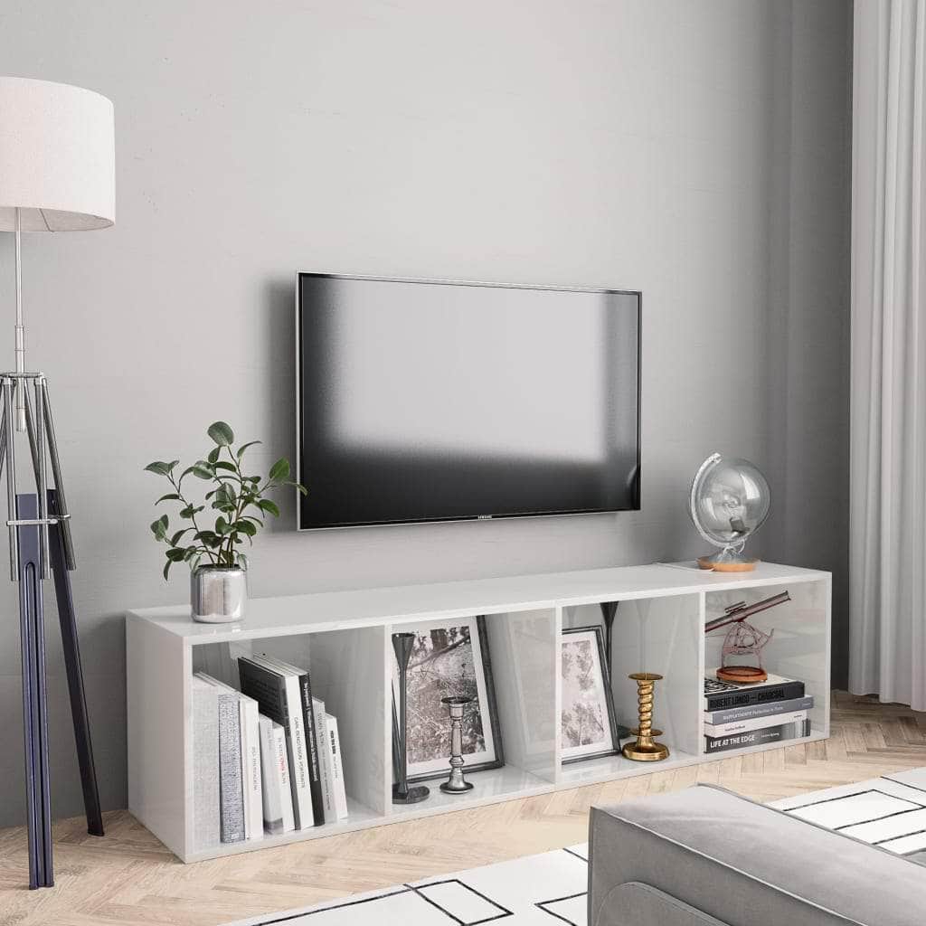 Book Cabinet/TV Cabinet High Gloss White