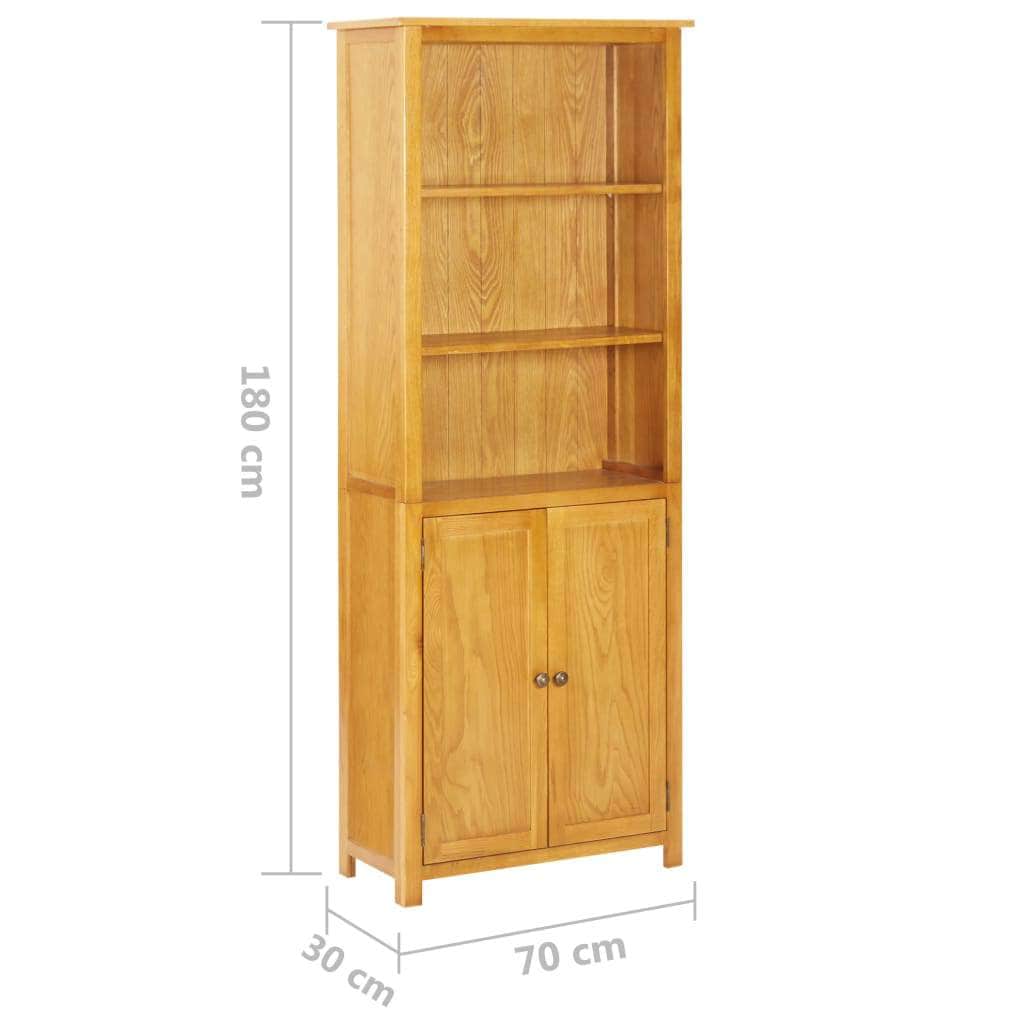 Bookcase with 2 Doors Solid Oak Wood